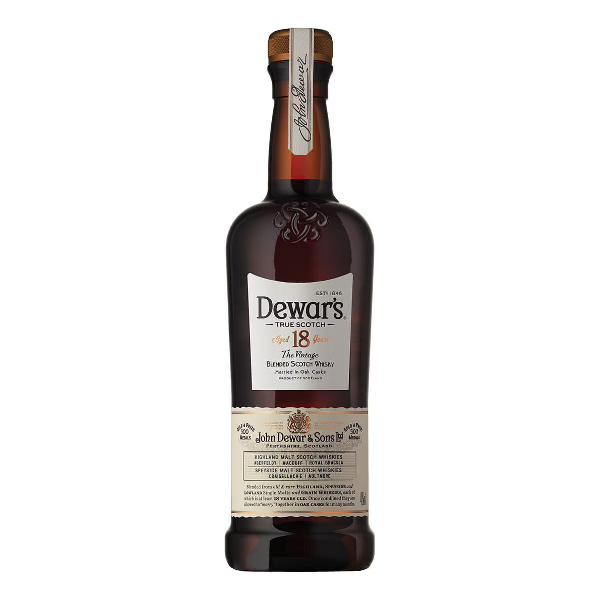 Whisky escocés Dewar's 18 años